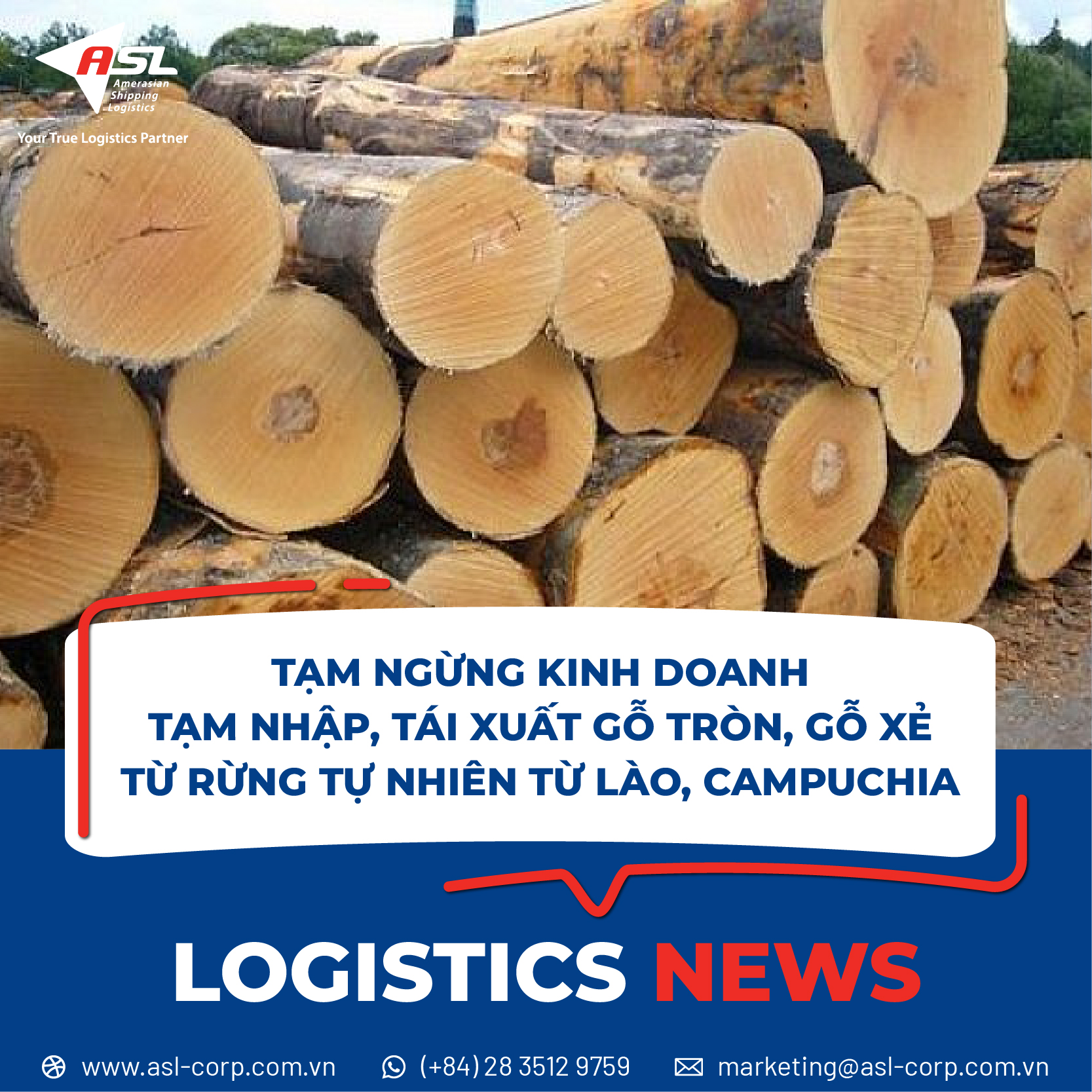 TẠM NGỪNG KINH DOANH TẠM NHẬP, TÁI XUẤT GỖ TRÒN, GỖ XẺ TỪ RỪNG TỰ NHIÊN TỪ LÀO, CAMPUCHIA