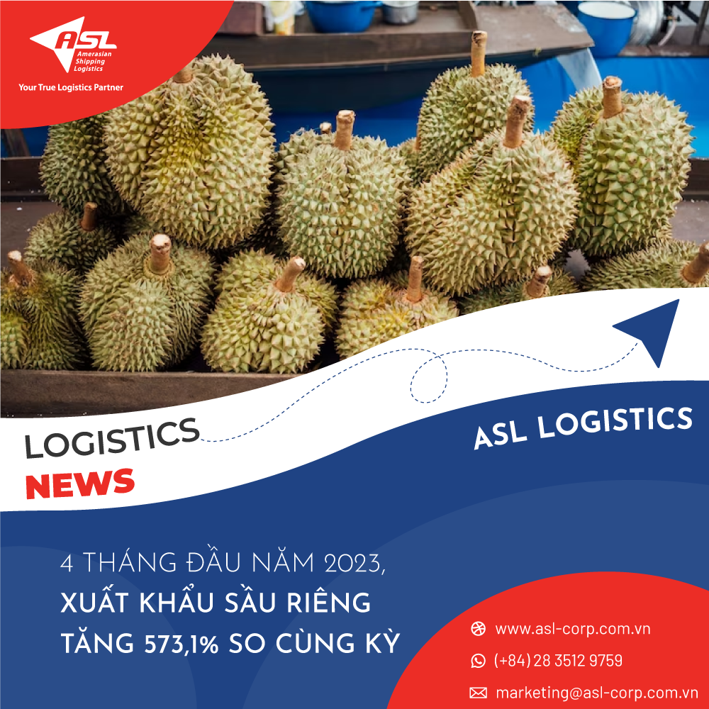 IN THE FIRST 4 MONTHS OF 2023, DURIAN EXPORTS INCREASED BY 573.1% OVER THE SAME PERIOD