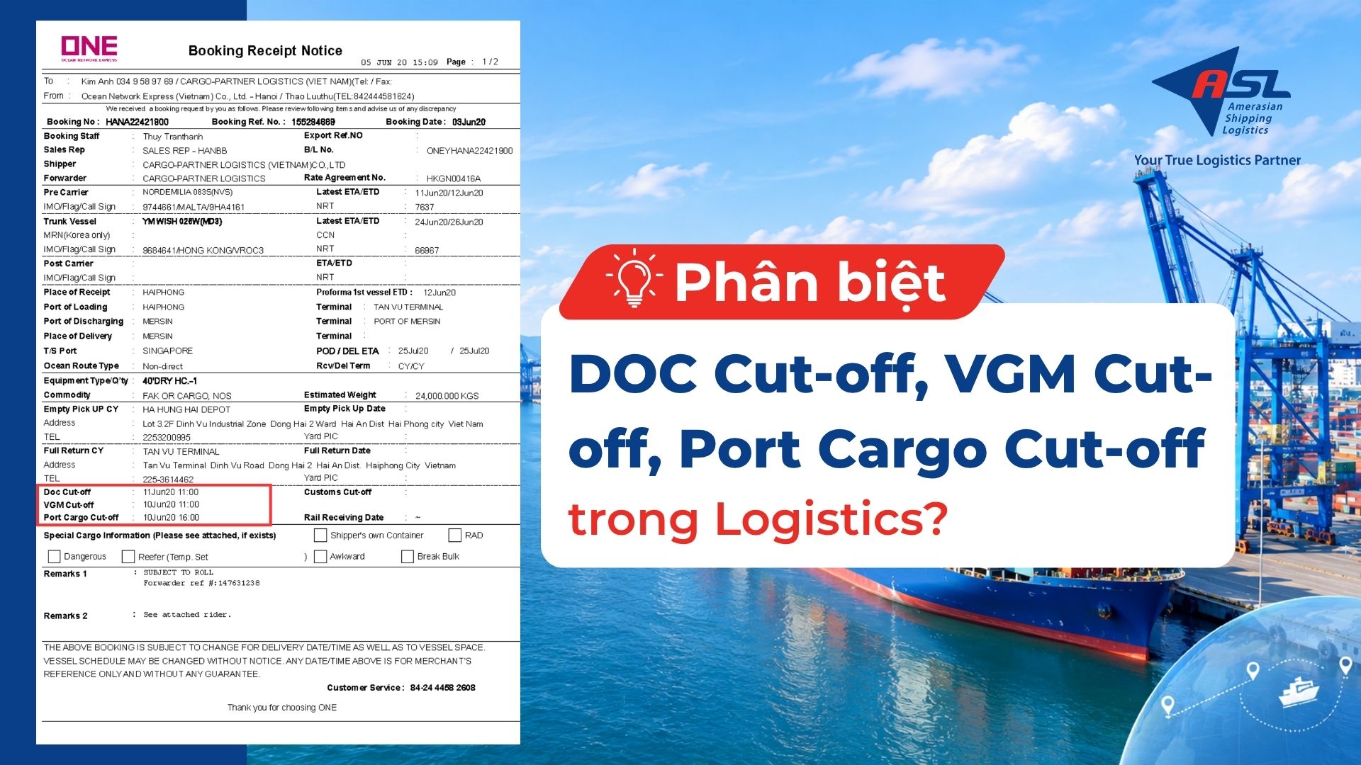 Cách phân biệt các loại Cut-Off trong Booking Confirmation cho xuất khẩu đường biển